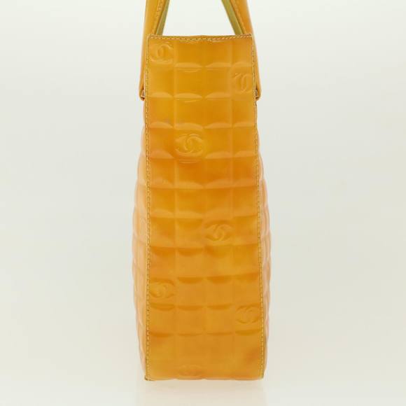 CHANEL Hand Bag Patent leather Yellow CC Auth bs5046 - Picture 3 of 16